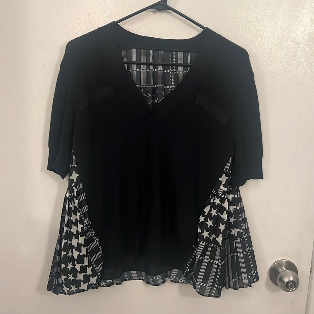 Black Knit Top with Star Graphic